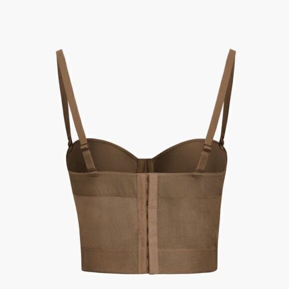 MICAS Neutral Mesh Bustier Crop Top Size Med - Picture 2 of 8